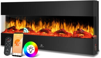 Kesser Elektrischer Wandkamin mit LED-Flammeneffekt 900/1800 W 138 cm schwarz (25920)