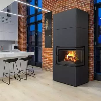 Kratki Kamineinsatz Simple Box 8 kW Ø 200 rechts schwarz mit selbstschließender Tür (SIMPLE/BOX/P/S/BLACK/BA1)