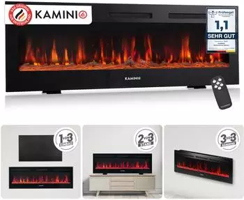 Kaminio Elektrokamin Marlon 3in1 mit 3D-Flammeneffekt 12 Flammen 60 Zoll (EF02-60)