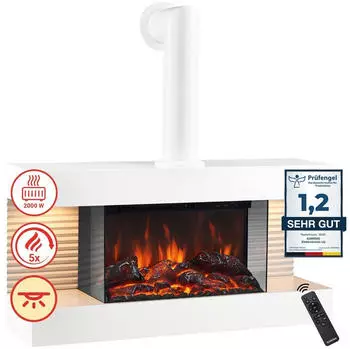 Kaminio Elektrokamin Liz mit 3D-Flammeneffekt Ambilight Rohr weiß (EM01-FP01-W)