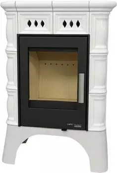 Haas+Sohn Kaminofen Treviso III 6,3 kW Korpus perlschwarz Verkleidung Kacheln Elfenbein (0424637160000)