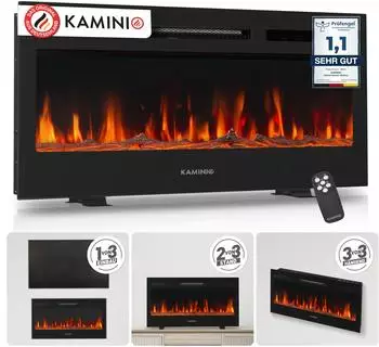 Kaminio Elektrokamin Marlon 3in1 mit 3D-Flammeneffekt 12 Flammen 36 Zoll (EF02-36)