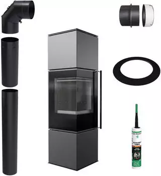 Kratki REN M Freistehender Ofen Links 7kW &Oslash;150 Schwarz (REN/M/L/BLACK/ZESTAW1)