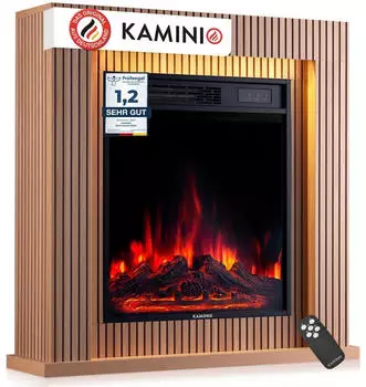 Kaminio Matti Elektro-Standkamin 32 Zoll, 3D-Flammeneffekt, LED-Ambientelicht, Fernbedienung (E02)
