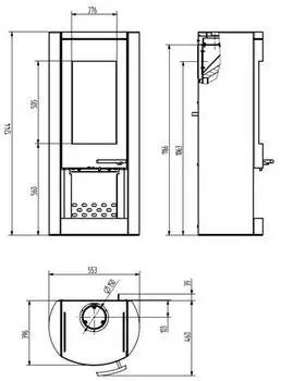 Wamsler Typ11381-Motho schw./gussgr.Holzfach rund 8kW