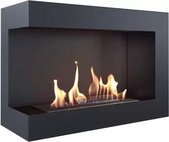 Kratki Delta L 700 Eck-Biokamin Schwarz Stahl TÜV (DELTA/L/700/TUV)