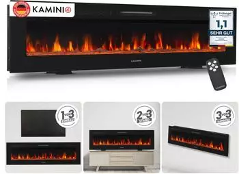 Kaminio Marlon Elektrokamin 3-in-1 3D-Flammeneffekt 12 Flammenfarben 70 Zoll (EF02)