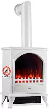 Kaminio Leni Elektrokamin mit Ofenrohr, 3D-Flammeneffekt, 1800W, Wei&szlig; (EF05-FP01)