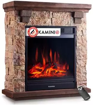 Kaminio Juan Elektrokamin Standkamin Steinoptik 1800W 3D-Flammeneffekt Beige (EF11)