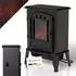 Juskys Elektrokamin 2000W Flammeneffekt, 2 Heizstufen, Thermostat, Schwarz (301851)