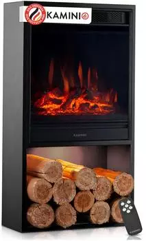 Kaminio Hugo Elektrokamin 3D-Flammeneffekt 1800W, Schwarz (EF07-BK)