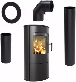 Kratki Rollo Kaminofen Stahl 7kW, &Oslash;150mm, freistehend (ROLLO/ZESTAW)