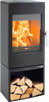 Haas+Sohn INZELL easy Kaminofen 6kW tief-schwarz mit Holzfach (22446912-0)