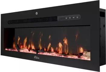 Tronitechnik Panorama Elektrokamin schwarz, LED Flammeneffekt, 900/1800W, dimmbar, App-Steuerung