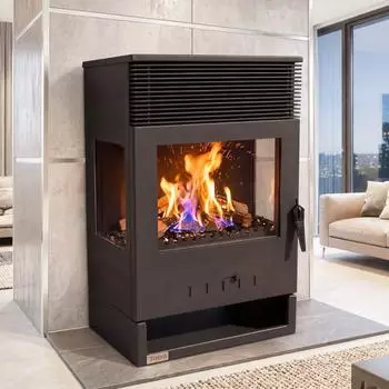Teba TKS 12 Kaminofen Panorama 3-seitig 9kW Dauerbrand (96427)