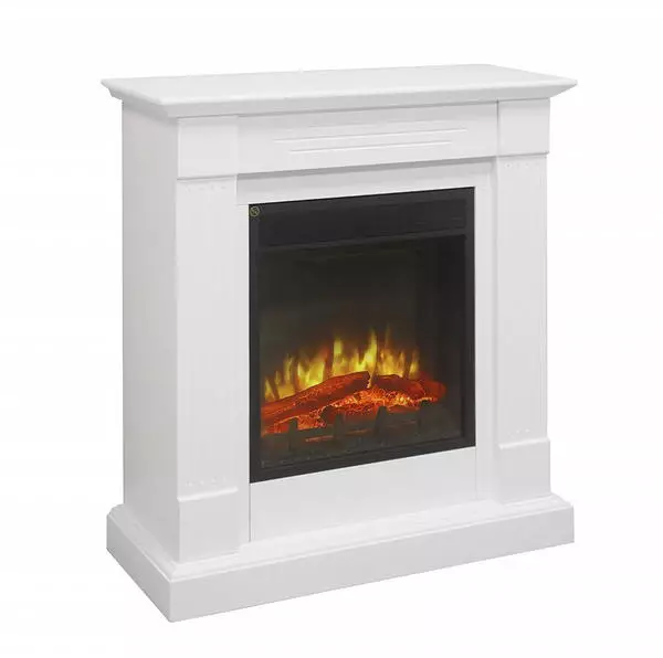 BALDERIA Elektrokamin Argon - 2000W Heizung Mit 3D-Flammeneffekt & Fernbedienung - Weißer Standkamin