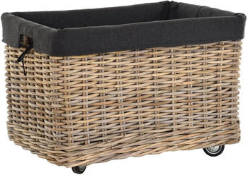 Krines Home Kaminholz-Rollkorb 70x48cm Rattan grau/natur