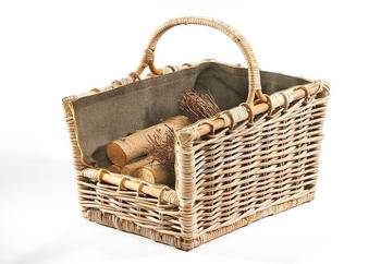 kobolo Kaminholztrage Rattan mit Jutestoff dunkel (29242-33)