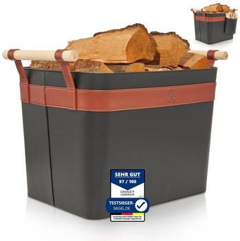 OAKAGE Feuerholzkorb veganes Leder braun (F0255)