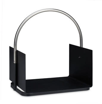Relaxdays Kaminholzkorb Metall mit vernickeltem Griff 43,5 x 40,5 x 30 cm schwarz (10034338)