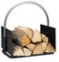 Relaxdays Kaminholzkorb Metall mit vernickeltem Griff 43,5 x 40,5 x 30 cm schwarz (10034338)