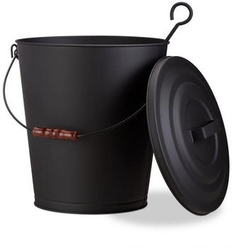 Relaxdays Ascheeimer mit Deckel 24 Liter schwarz (10022305)
