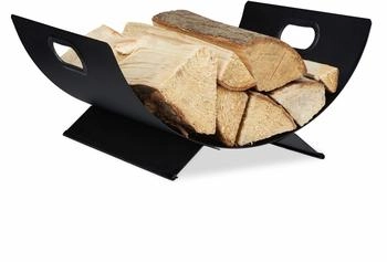 Relaxdays Kaminholzkorb Metall schwarz (10034189)