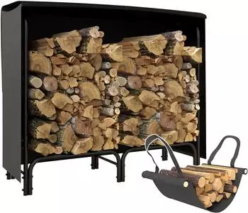 Outsunny Feuerholzregal für Garten Metall Schwarz