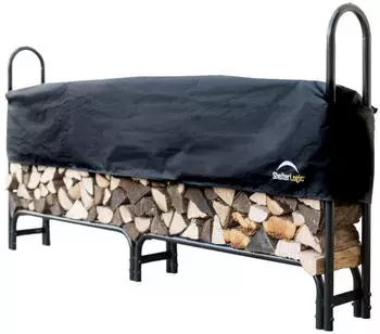 ShelterLogic Kaminholzstapelhilfe Stahl inkl. Abdeckung 244x25x118cm schwarz