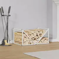 vidaXL Brennholzregal Wei&szlig; 70x43x34,5 cm Kaltgewalzter Stahl