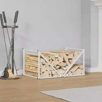 vidaXL Brennholzregal Wei&szlig; 70x43x34,5cm Kaltgewalzter Stahl