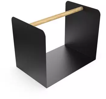 tuning-art KR01 Kaminholzregal Pulverbeschichtet, Schwarz mit Holzgriff (KR01-BLK)