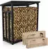 Lewa Living and Lifestyle Kaminholzregal mit Dach Metall schwarz