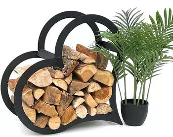 DanDiBo Kaminholzregal Innen Metall Stehend Herz 52cm Schwarz
