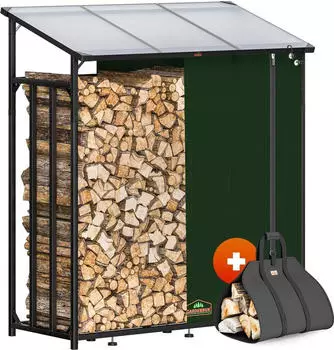 Gardebruk Kaminholzregal 198x163x70cm mit Abdeckplane + Tasche Anthrazit