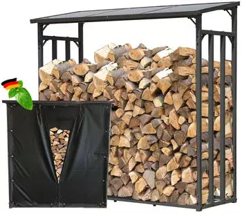 QUICK STAR Kaminholzregal Metall Au&szlig;en 143x70x145cm 1,4m&sup3; mit Wetterschutz (47467)