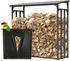 QUICK STAR Kaminholzregal Metall Außen 143x70x145cm 1,4m³ mit Wetterschutz (47467)