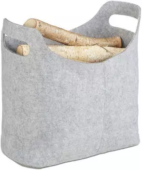 Relaxdays Kaminholztasche Filz Grau, 2er-Set (10024470_0)