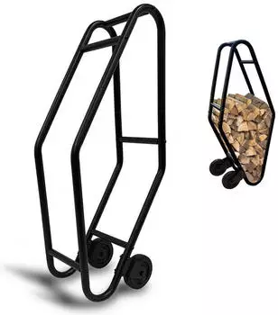 QUICK STAR Kaminholztrolley 25x40x95cm 2 Gummierte R&auml;der Stahl Pulverbeschichtet (47510)