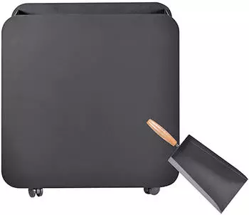 FireFix Pelletsammelbeh&auml;lter auf Rollen mit Schaufel, Stahl, Schwarz, 54x50x40cm (831)