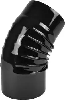 raik Rauchrohrbogen Emaille 120mm - 45° Bogen gerippt Schwarz (ESH047-120-sw)
