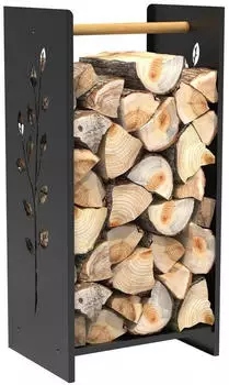 tuning-art KR08 Kaminholzregal Pulverbeschichtet Baum-Motiv, Schwarz (KR08-BLK)