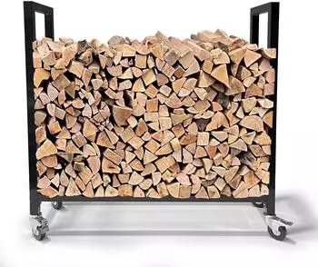 QUICK STAR Kaminholzregal Metall verzinkt mit Rollen 90x25x90cm (47496)