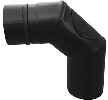 Bertrams Pellet Rauchrohrbogen 90° starr mit Putztür DN80, Edelstahl pulverbeschichtet schwarz