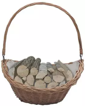 vidaXL Kaminholzkorb mit Tragegriff Weide 57x46,5x52cm Braun (286987)