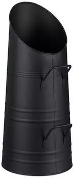 Relaxdays Kohlensch&uuml;tte Zylindrisch, Metall, Schwarz, 9L (23x51x23cm)