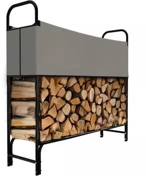 Garmio Kaminholzregal mit Abdeckung 130x30x117cm Metall schwarz (GAR-0100-6237)
