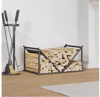 vidaXL Brennholzregal Schwarz 70x43x34,5cm Kaltgewalzter Stahl