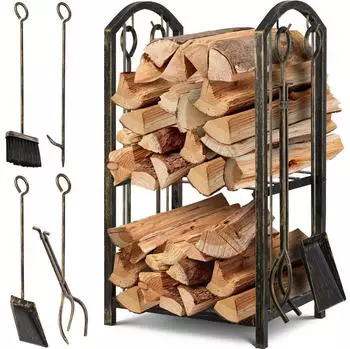 Kesser Kaminholzregal 5-teiliges Set Metall Stahl 40x30x74,5cm