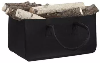 Relaxdays Kaminholzkorb Filz faltbar 27L, 3er-Set